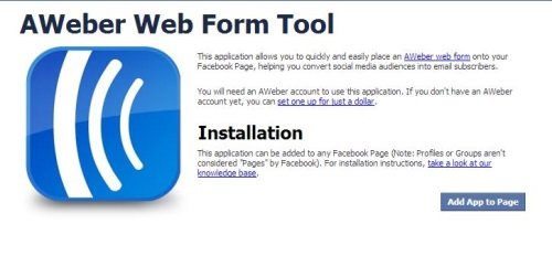 AWeber Facebook app