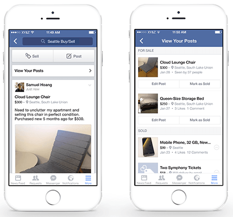Facebook Sell option - visual content engagement
