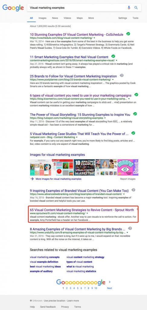 content writing service - visual marketing examples