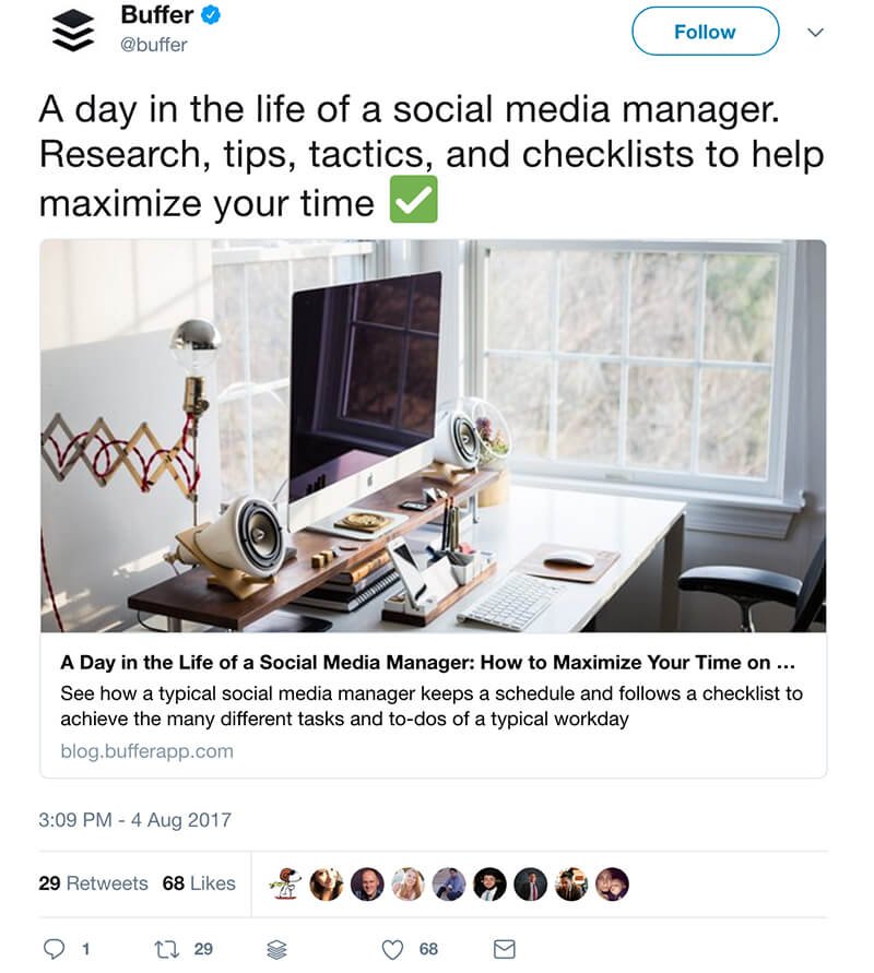 social media strategies - buffer tweet