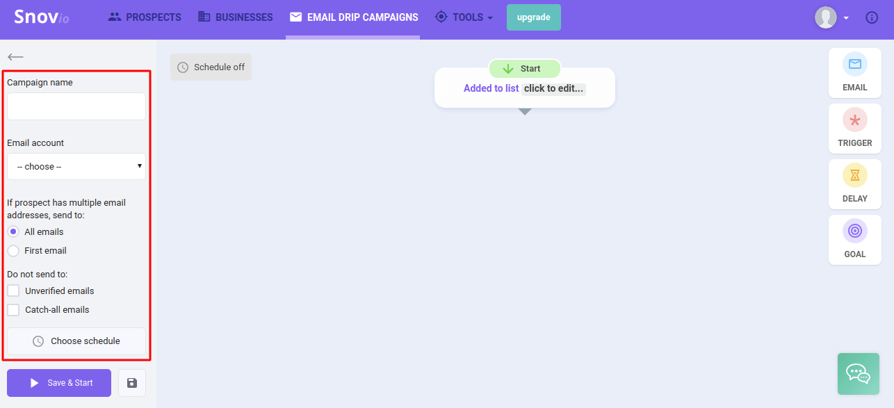 email drip campaign set up