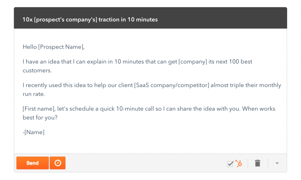 cold email template from HubSpot