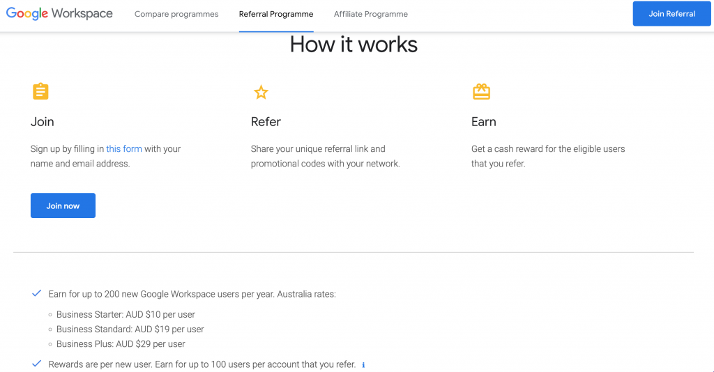 Google referral system