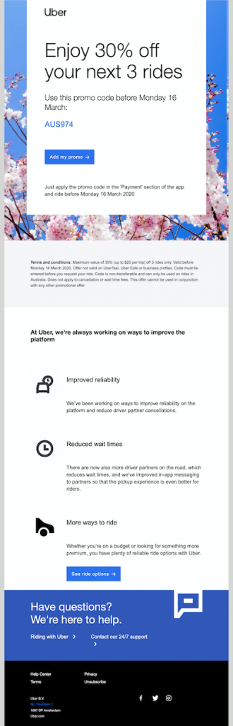 Uber fostering a referral marketing strategy by creating great user experiences