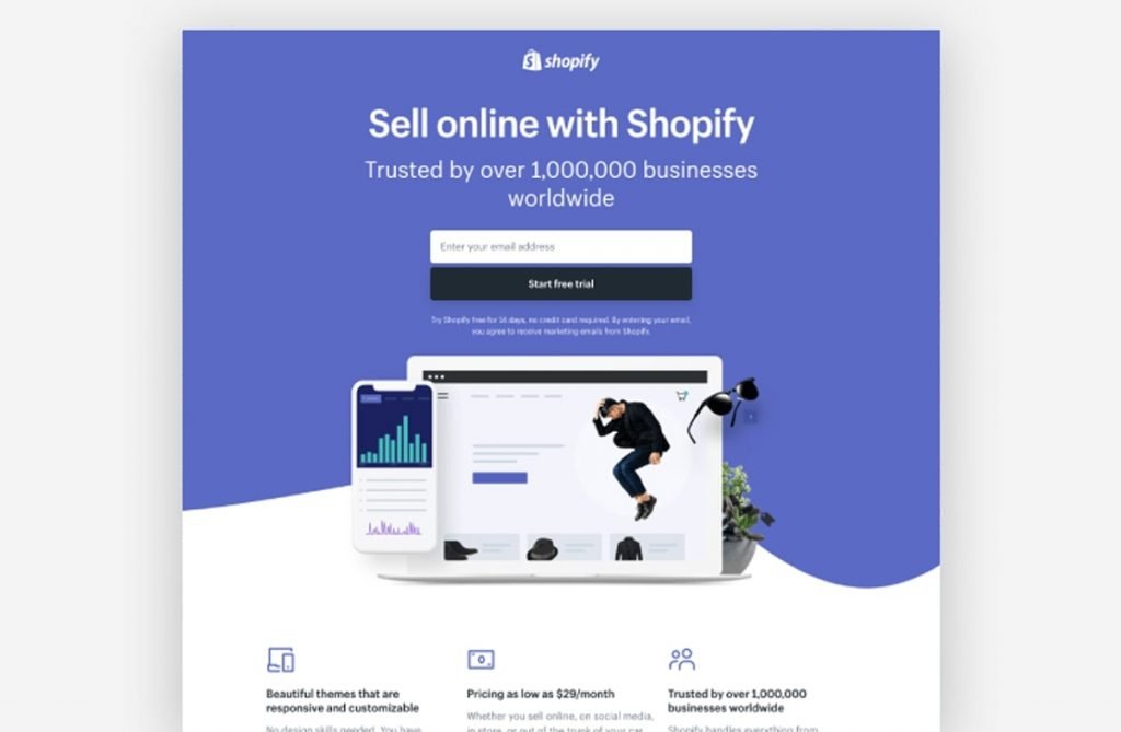 landing page examples - Shopify