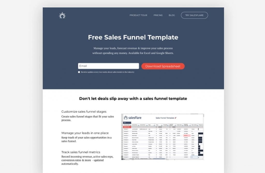 salesflare landing page example