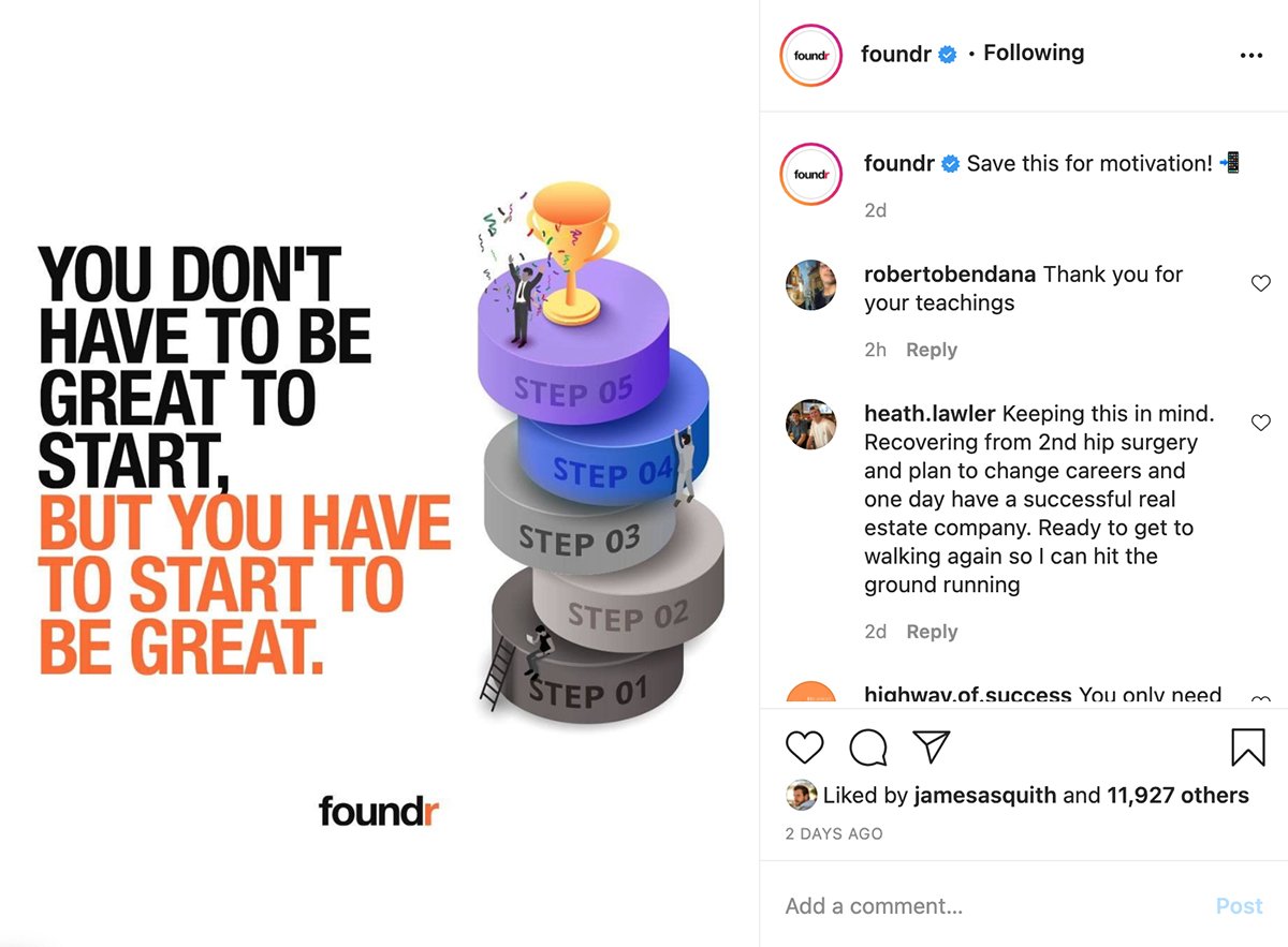 instagram post by foundr magazine