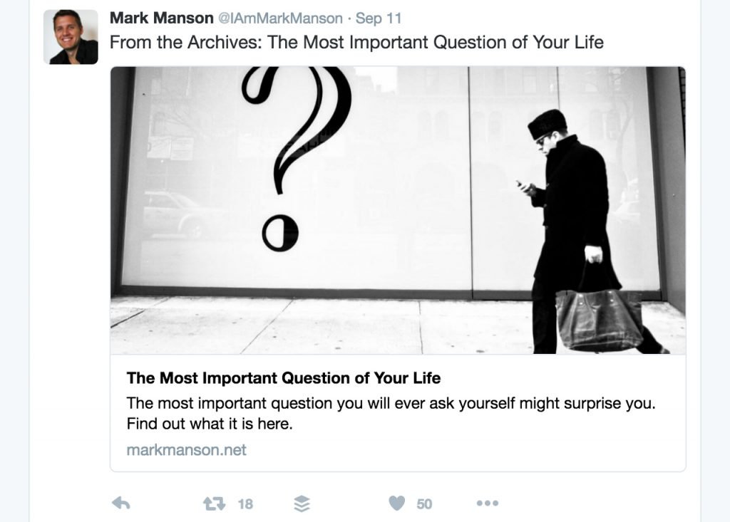 Mark Manson viral posts on social media - example