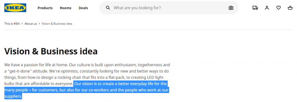 IKEA’s vision statement