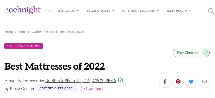 eachnight mattress example