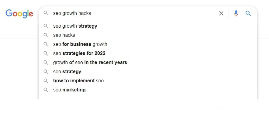 Google autosuggest seo growth hacks