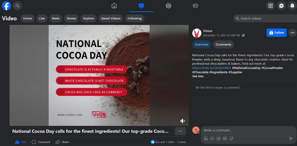 Facebook vivion example