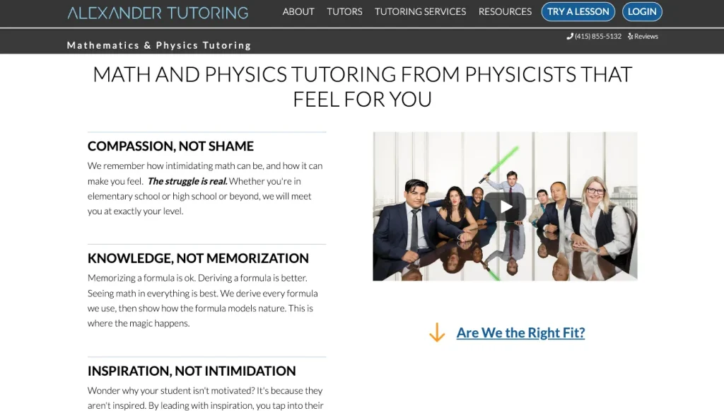 Alexander Tutoring webpage