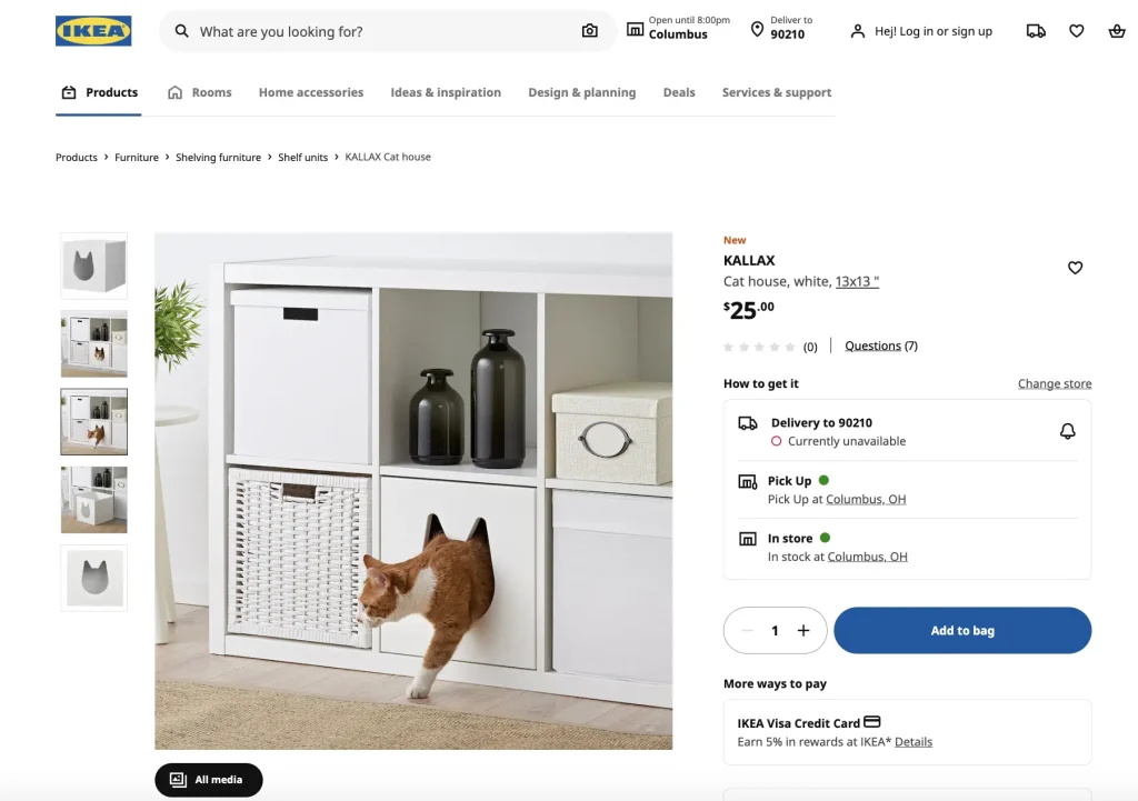 Ikea product page design