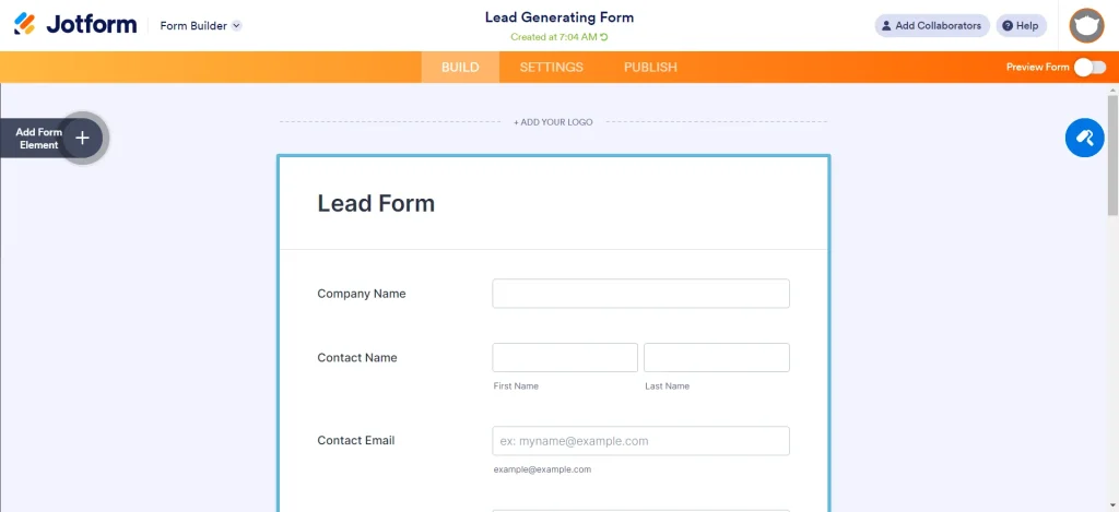 lead generation automation - Lead Generating Form -Jotform Form Builder