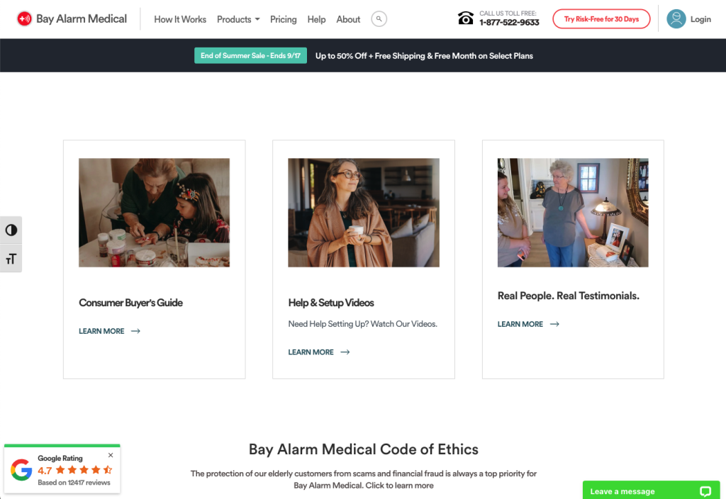 social proof marketing examples - bay alarm